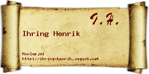 Ihring Henrik névjegykártya